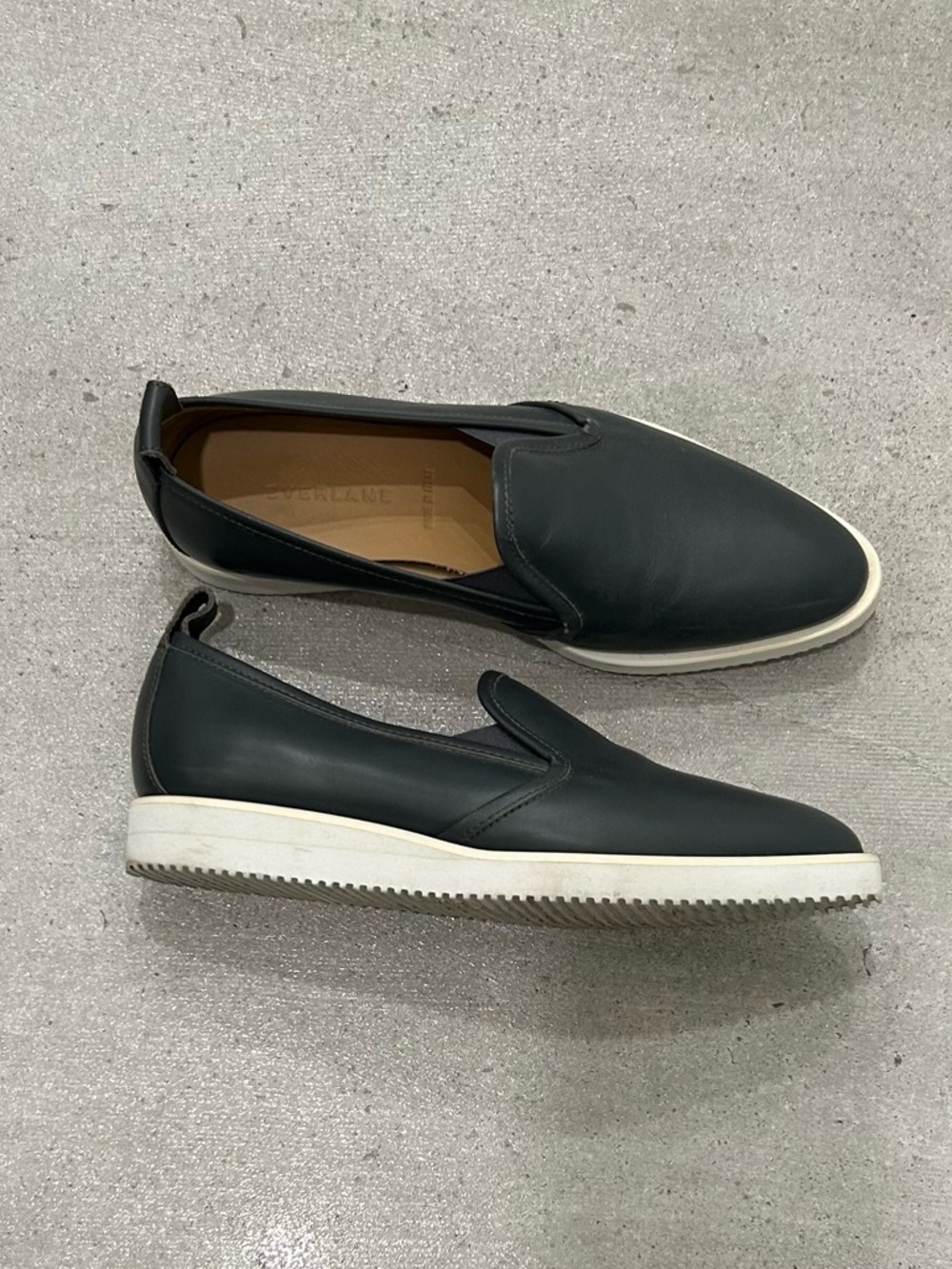 EVERLANE } The Leather Street Shoe Dark Gray polished and sporty loafer flats